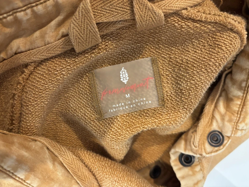 Free People Movimiento Sudadera Recortada Suéter Talla M Naranja Boho Cuello Henley Foto 2 de 4