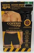 Copper Fit Mens Performance Workgear Boxer Briefs Size S 28-30 Copper Infused
