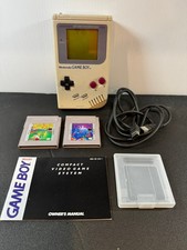 Original Nintendo GameBoy DMG-01 Handheld - Tested Working w/Games Cable