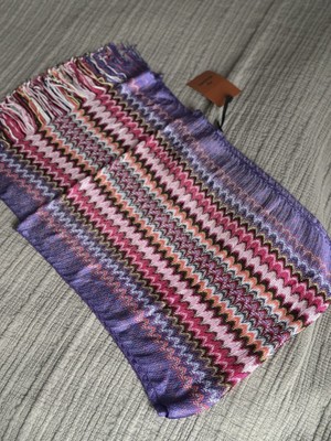 Missoni strickschal pink Lila Zickzack Muster