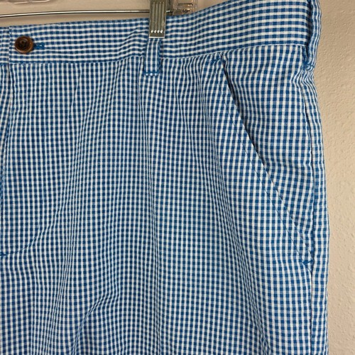 IZOD Golfshorts Herren 42 blau weiß Gingham Karo Flatfront - Bild 7 von 10
