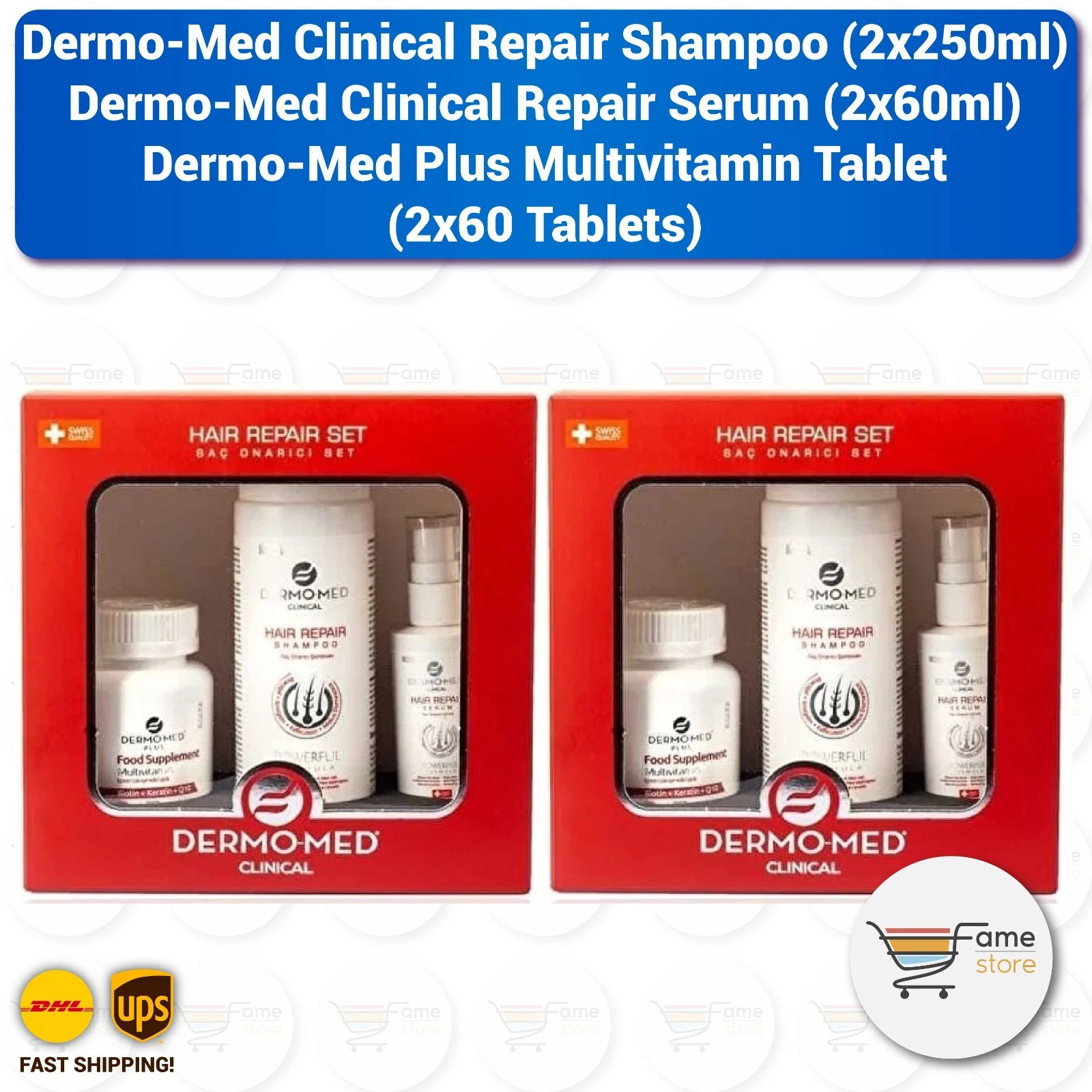 Dermomed Clinical Shampoo, Serum and Multivitamin Set 2×(250ml +60ml +60 Tablets