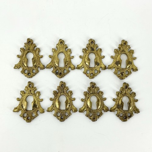 Vintage Cast Brass Keyhole Escutcheon Hardware Set Of 8 Matching