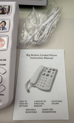 Big Button Phone for Seniors Corded Landline Telephone w/Handsfree Function READ - Picture 5 of 17