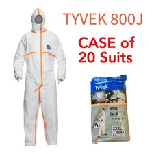 DuPont Tyvek 800J Suits with Taped Seams - CASE of 20 Coveralls Size XXXL / 3XL
