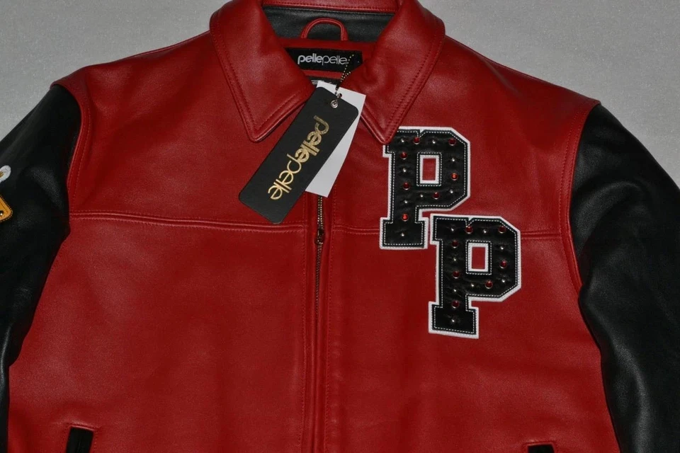 Jaqueta Masculina Pelle Pelle COURO Renegades PRETA VERMELHA NOVA Todos os Tamanhos - Imagem 3 de 4