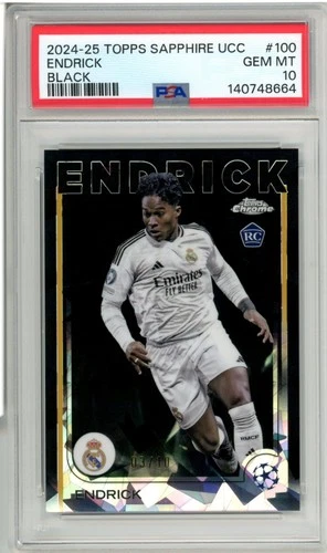 2024-25 Topps Chrome UEFA Club Competitions Sapphire Black Endrick 3/10 PSA 10