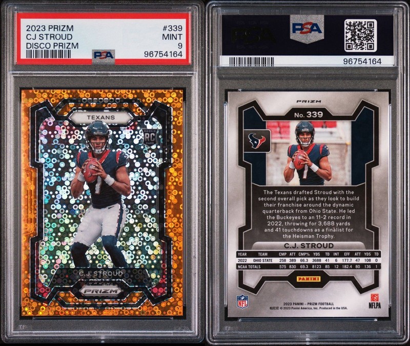 2023 Prizm CJ Stroud #339 Disco Prizm PSA 9 Mint Rookie Card Houston Texans