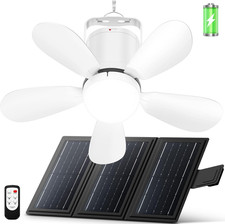 Solar Ceiling Fan Light, Foldable Solar Panel Portable Gazebo Fan with Remote, W