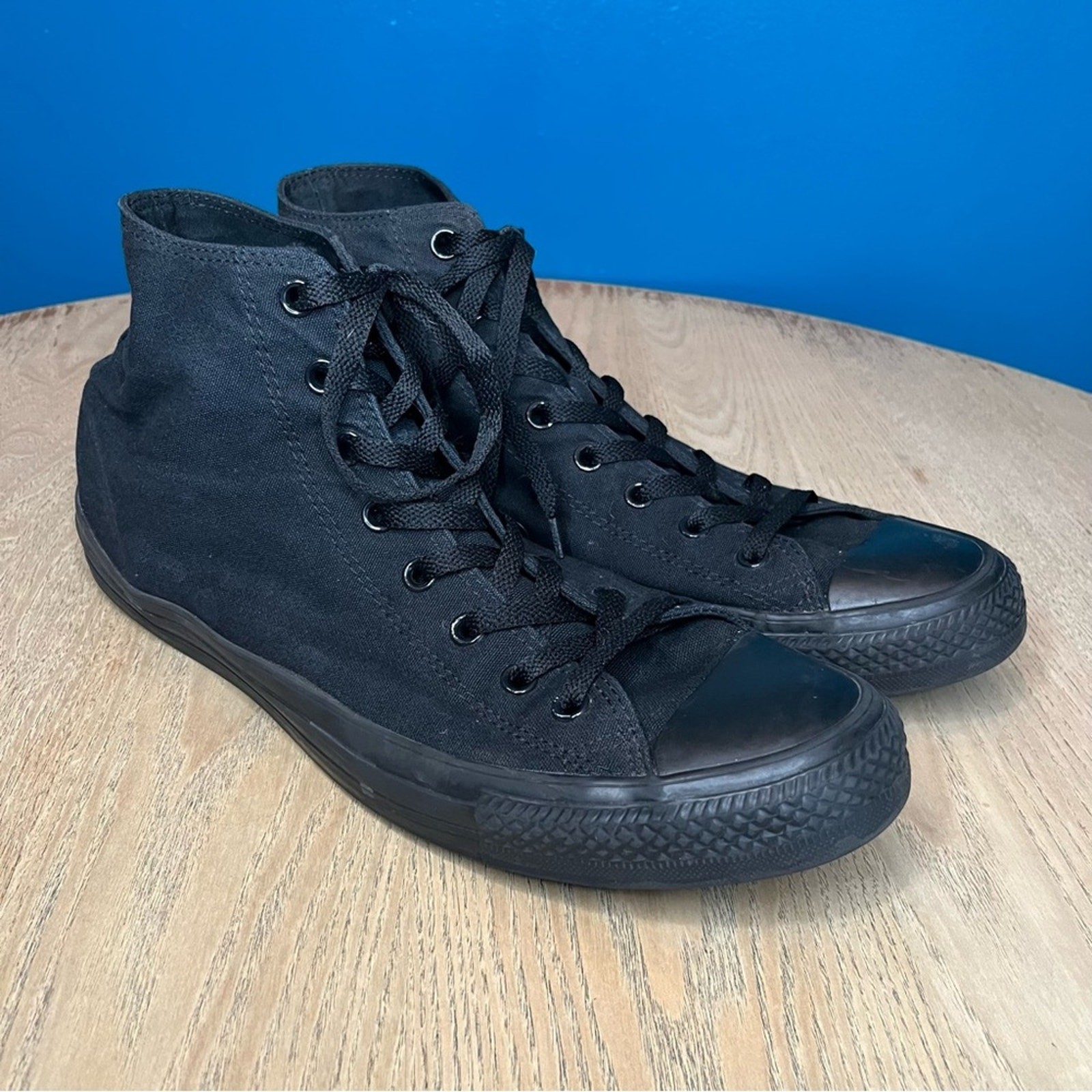 Converse All Star Chuck Taylor Black High Top Canvas Sneakers Monochrome Mens 13
