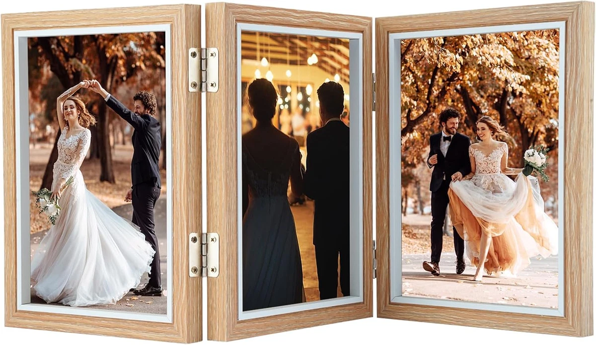 6 Cornici Portafoto In Acrilico Oro 10x15 Cm - Espositori Fronte/Retro Per Matrimoni, Menu E Numeri Tavolo