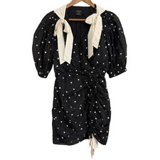 ZIMMERMANN Heart Embroidered Silk Blend Dress, Size 1, Black Women USED