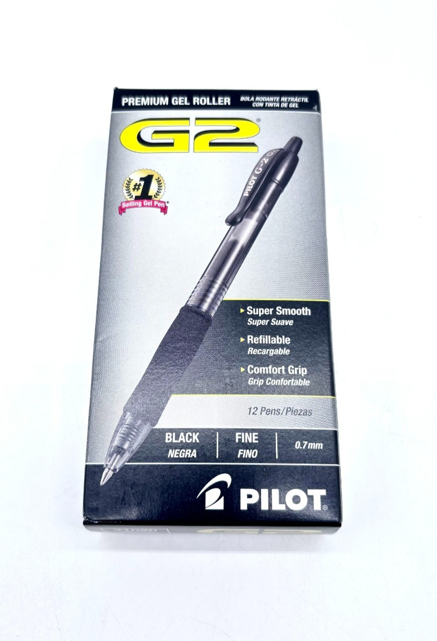3 Pack -Pilot G2 Retractable Gel Ink Roller Ball Pens/ Fine Point: Black, 36 Pcs