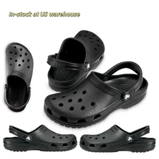 Crocs Classic Clog Unisex Black Sandals Slip-On Comfort Shoes
