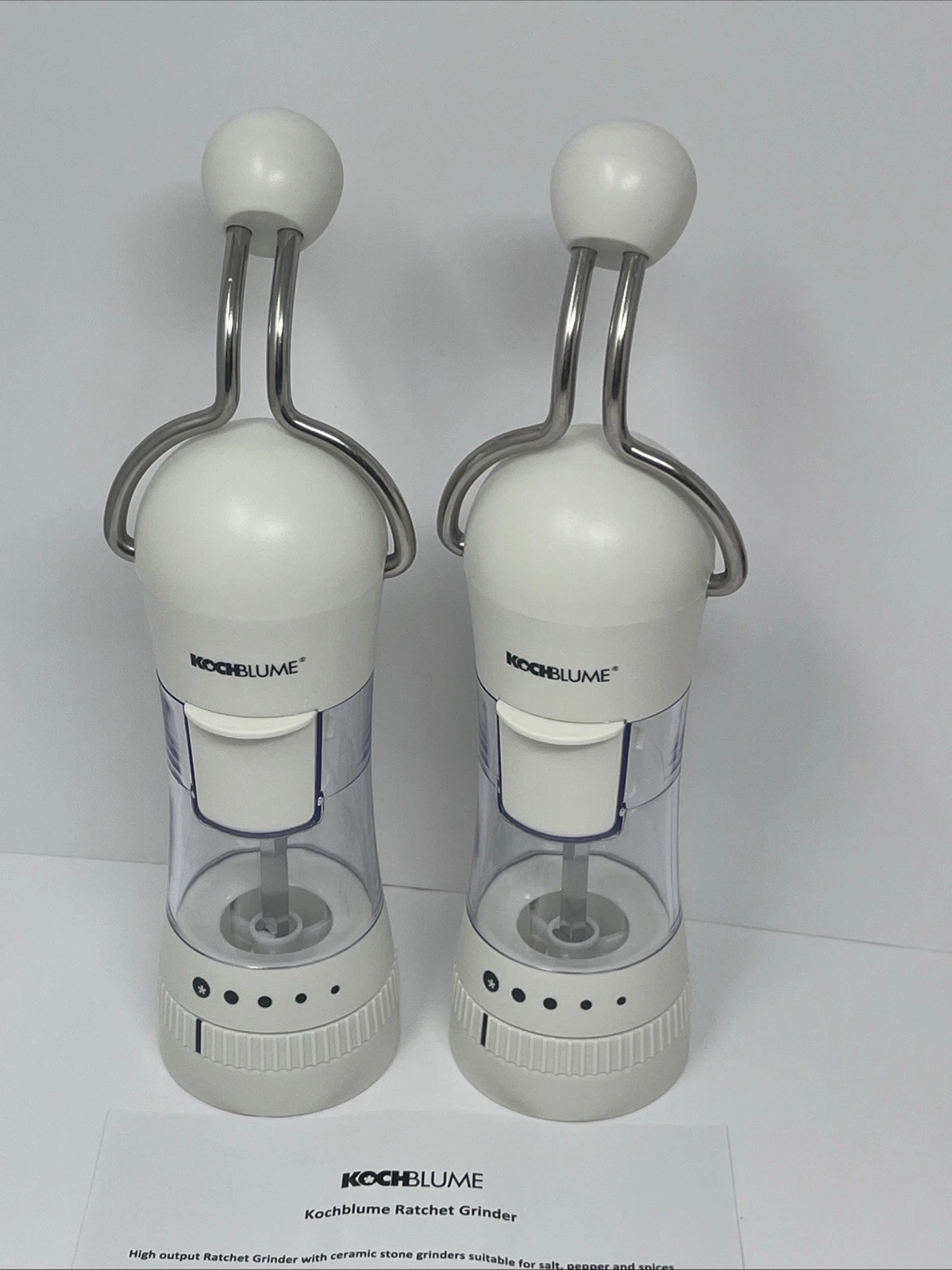 Kochblume Salt/Pepper/Spice Ratchet Grinders Adjustable, White, Set Of 2
Opens in a new window or ta