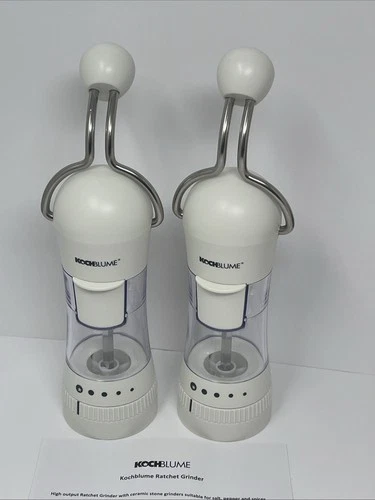 Kochblume Salt/Pepper/Spice Ratchet Grinders Adjustable, White, Set Of 2
