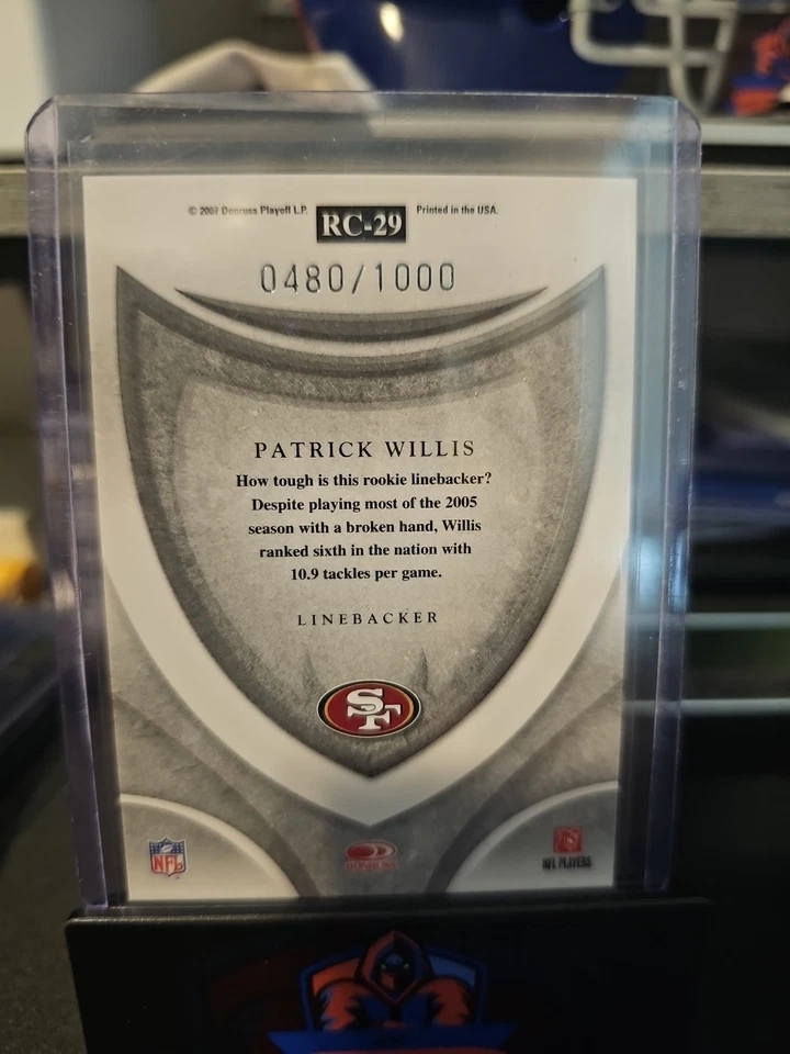 2007 Leaf Rookies & Stars Crusade Red /1000 Patrick Willis #RC-29 Rookie RC - Image 2 of 2