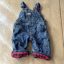 Baby Oshkosh B  Gosh Denim w/ Plaid Lining Bib Overalls - Size 3M 1760