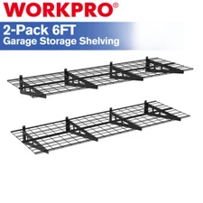 WORKPRO 2PCS 2x6FT Garage Wall Shelving Heavy Duty 72"*24" Wall Mounted Shelving
