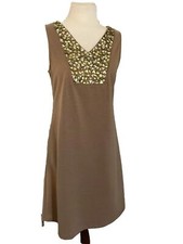 Mobwife Julie Brown Dress Brown Sz S  Sleeveless Rhinestones fitted