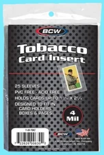 25 BCW TOBACCO CARD INSERT SLEEVES Sport Allen Ginter Baseball Mini T206 Trading