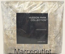 Hudson Park Collection Linear Sandstone KING Duvet Cover Gold