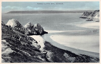 Three Cliffs Bay Gower Peninsula UK Swansea Wales Scenic View Vtg Postcard C27