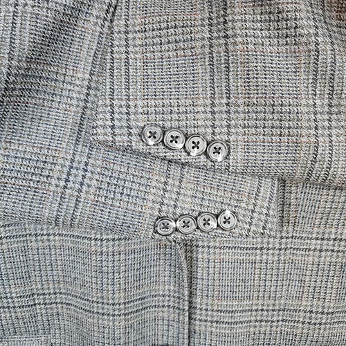 Lacrosse Men's Blazer Gray Windowpane Size 42R 100% Lamb's Wool Tweed PINHOLES - Picture 3 of 17