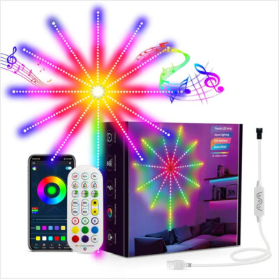 Smart Firework LED Lights RGB Colorful LED Lights for Bedroom USB Firework Light