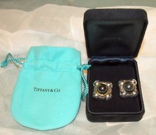 CHARLTON HESTON ESTATE TIFFANY & CO  EARRINGS  HEMATITE 18KT & STERLING 20.4 GR