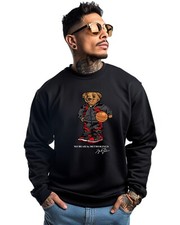 NEW Art Society Retro Kings AIR MJ 23 BEAR BLACK Crew Sweater SM-4XL MADE IN USA
