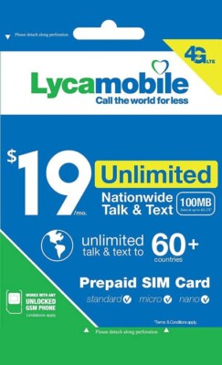 Lycamobile 4G/5G SIM Card 3 in 1 Standard / Micro/ Nano for sale 