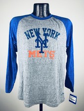 Youth New York Mets Adidas Tri-Blend MLB Baseball Long Sleeve Raglan Tee Medium