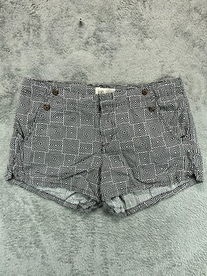 JOLT Linen Shorts Juniors 7 Womens 32 Black Geometric Chino Mid Rise Casual 1