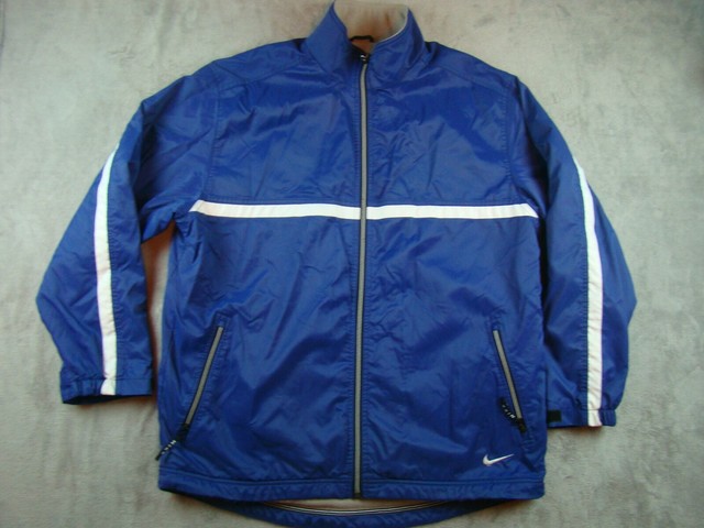 Vintage Nike Mens Blue Fleece Lined Track Jacket Windbreaker Large | eBay