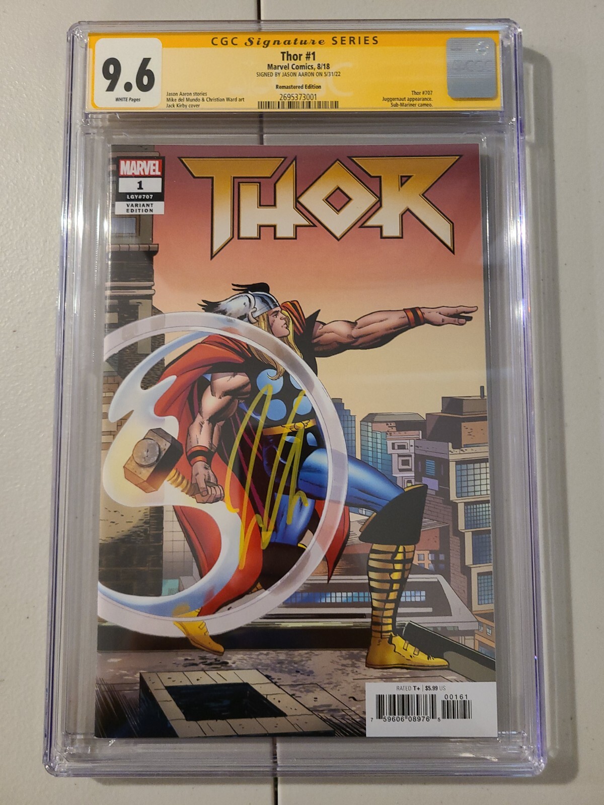 THOR 1 1:500 variant SS CGC 9.6 YELLOW SIG JASON AARON Thor 707 ...