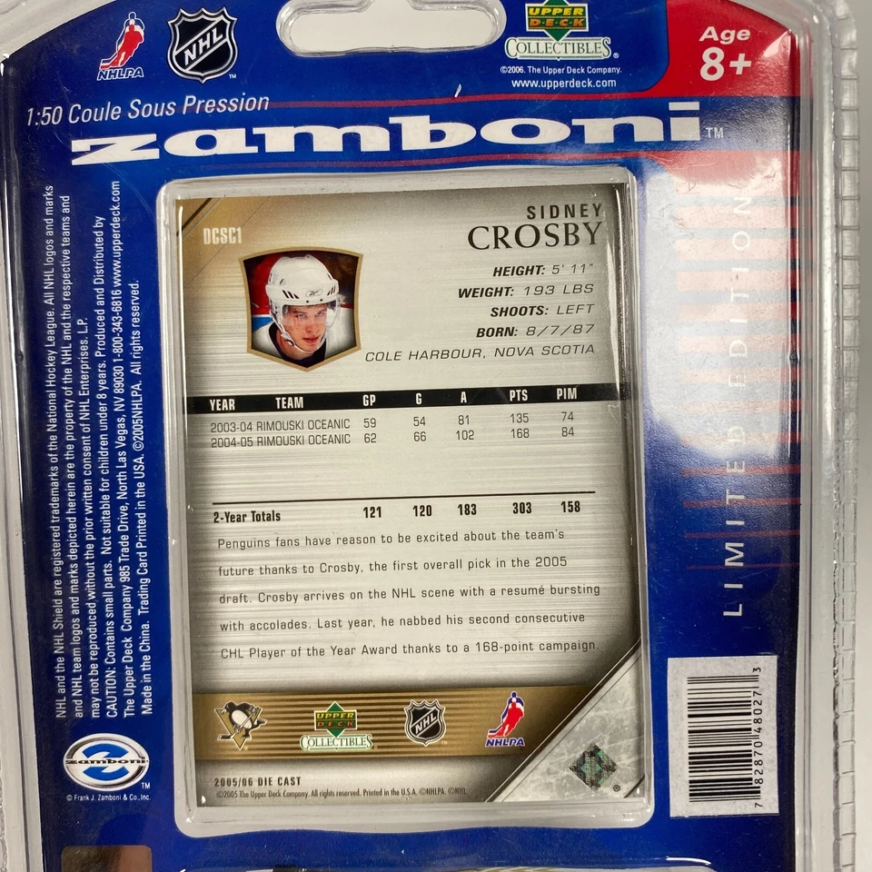 Zamboni fundido a presión Sidney Crosby 2005 Pittsburgh Penguins cubierta superior coleccionables Foto 3 de 4