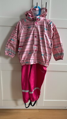 Didriksons Mädchen Regenset Jacke Hose Gr. 98 104 Rosa Maritim wasserdicht