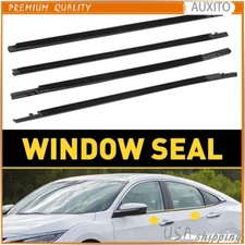 For 2016-2019 Honda Civic Sedan 4pcs Weatherstrip Window Moulding Trim Seal Belt