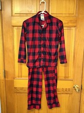 Wondershop Kids 8 Pajama Set Sleepwear Unisex Red Black Check Plaid Christmas