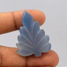 70.1 Cts Carving Leaf Shape Chalcedony Free-Form Cabochon Gemstone Pendant VG696