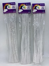 3 Packs Horizon Group Go Create White Fuzzy Sticks  Total of 75 Sticks