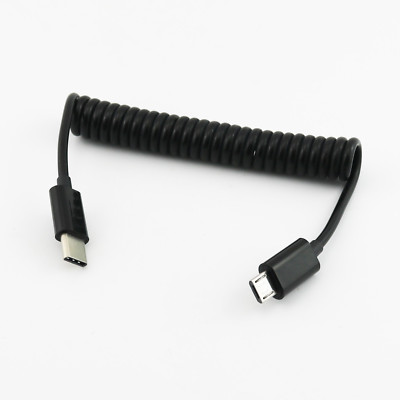 1pcs USB 3.1 Type C Male To Micro Male Spiral Coiled Data Sync Charger Cable 3FT