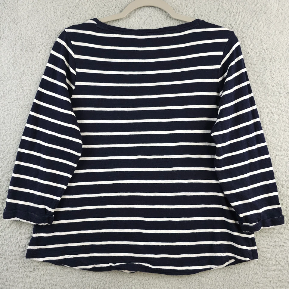 Camisa Chicos Mujer 1 EE. UU. Mediana Azul Blanco Rayas Charretera Manga 3/4 Camiseta Slub Foto 2 de 4