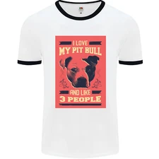 I Love My Pitbull & 3 People Funny Mens Ringer T-Shirt