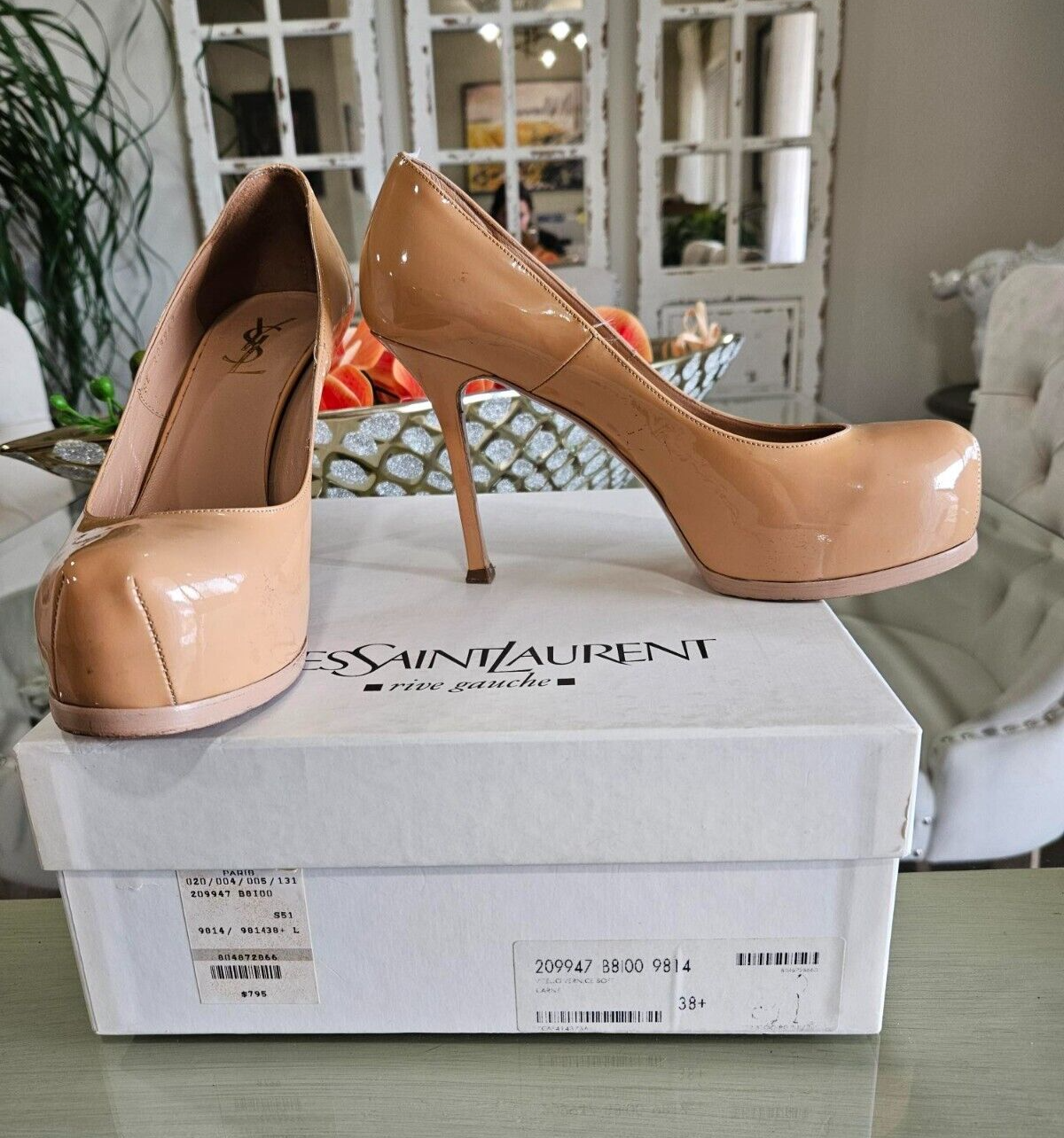 YVES SAINT LAURENT TRIBTOO 105 TACCHI POMPA NUDI Pre Amati TAGLIA 8 5