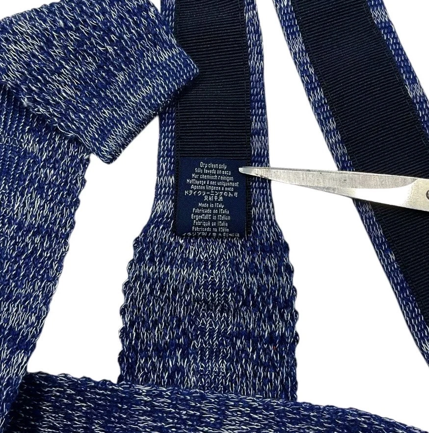 Мужской хлопковый льняной вязаный галстук HACKETT РОСКОШЬ синий белый с крапинками W:2,2 дюйма б/у в отличном состоянии - Изображение 4 из 4