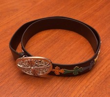 NEW Chrome Hearts Matty Boy Multi-Color Cross Leather Belt w/ Silver Buckle