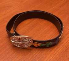 NEW Chrome Hearts Matty Boy Multi-Color Cross Leather Belt w/ Silver Buckle