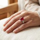 Charming Red Rubellite Tourmaline 4.60Ct 925 Sterling Silver White Gold Rings